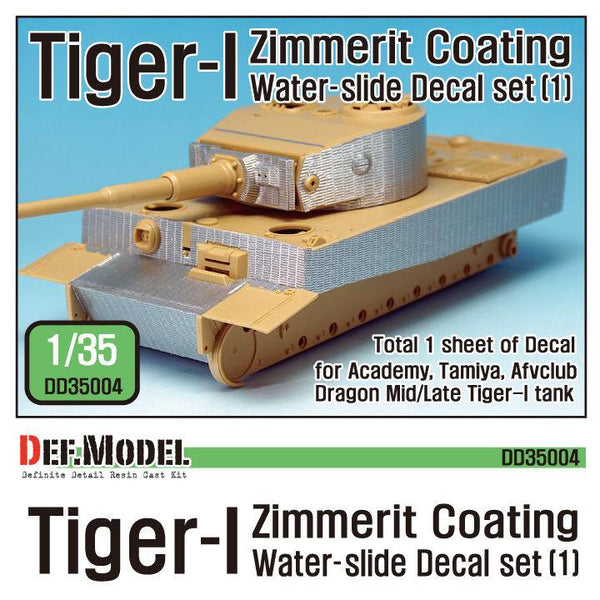 1/35 Scale resin model kit Tiger-I Mid/Late Zimmerit Decal set #1