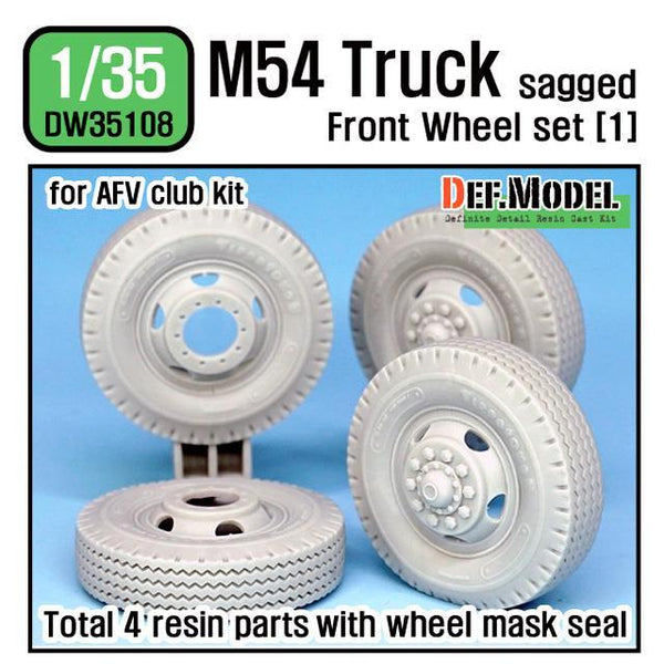 1/35 Scale resin model kit US M54A2 Cargo Truck Sagged Front wheel set(1)- Civilian type( for AFV club 1/35)