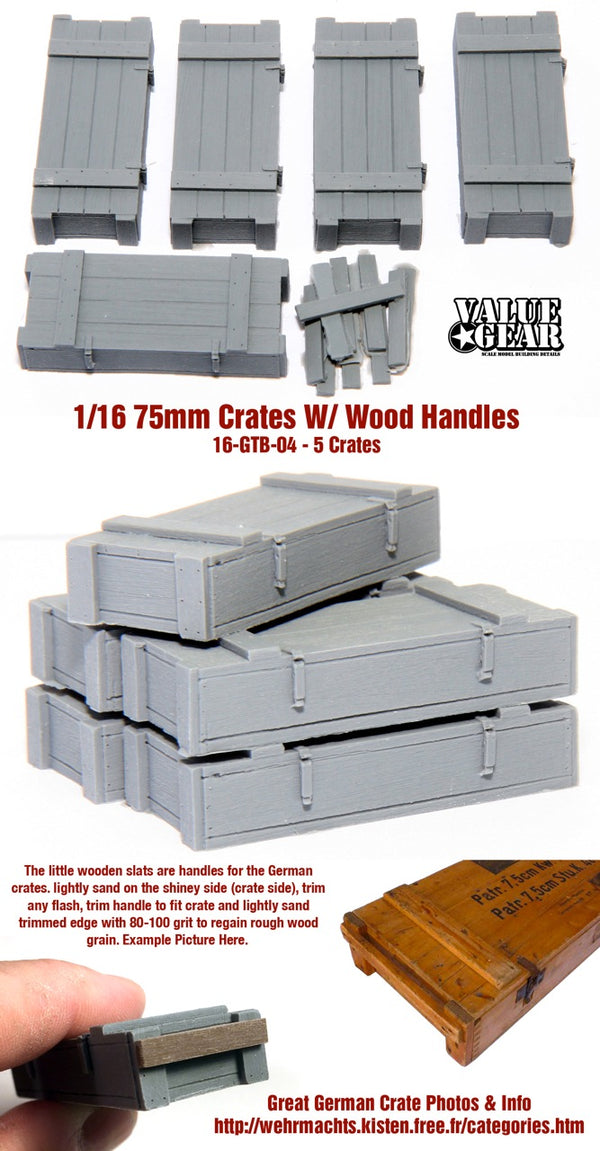 ValueGear 1/16 German 75 MM Crates (Wood Handles 5 Crates)
