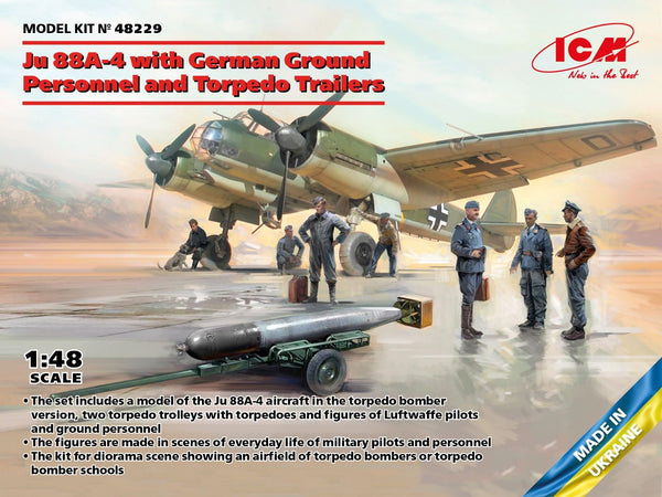 ICM 1/48 WW2 German Junkers Ju-88A-4 with German Ground Personnel