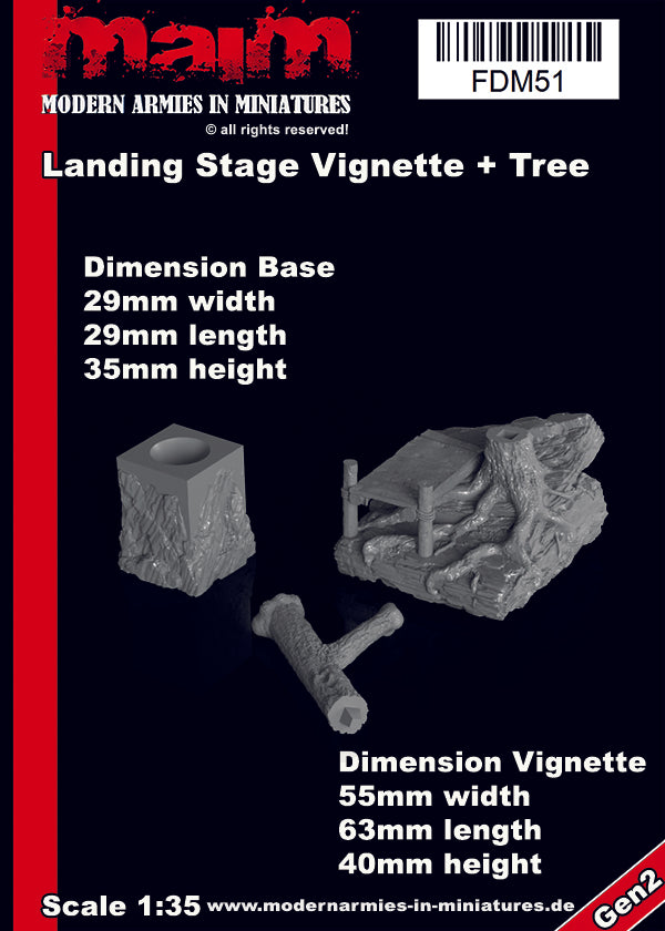 MaiM Landing stage vignette with tree / diorama / 1:35