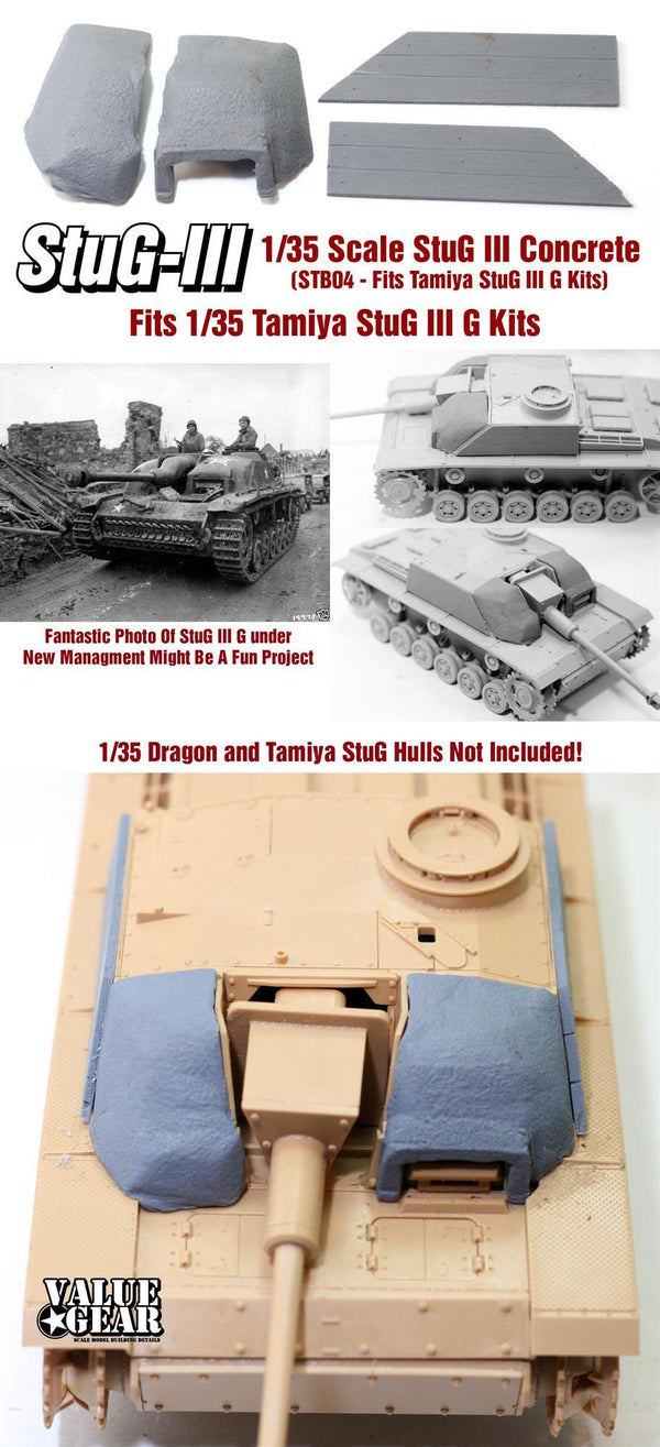 STB04 StuG III Concrete & Wood Armour. For 1/35 Tamiya StuG III G (35197) only.