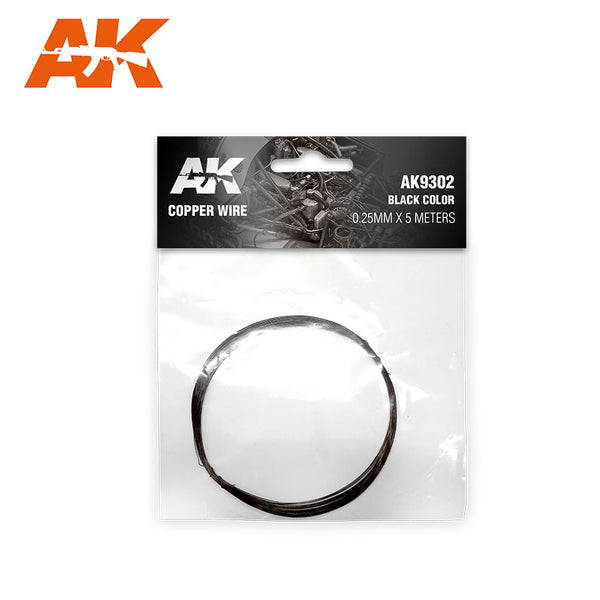 AK Interactive COPPER WIRE 0.25MM Ø X 5 METERS. BLACK COLOR