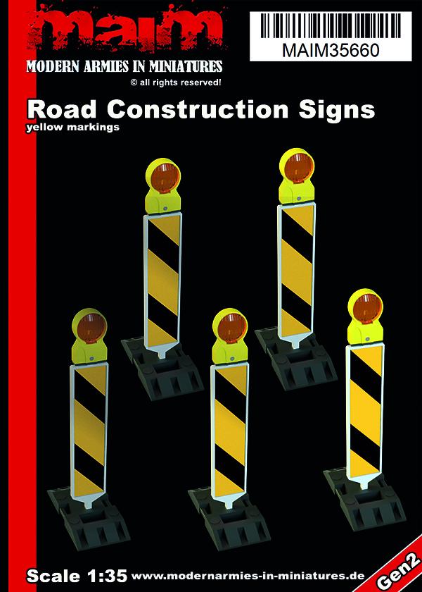 MAIM Road Construction Signs (yellow Version) / 1/35 scale