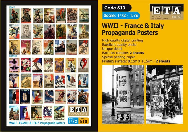 1/72 Scale WW2 French and Italian propaganda posters