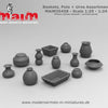 Baskets, Pots + Urns Assortment / 1/35 Scale 3D Printed model