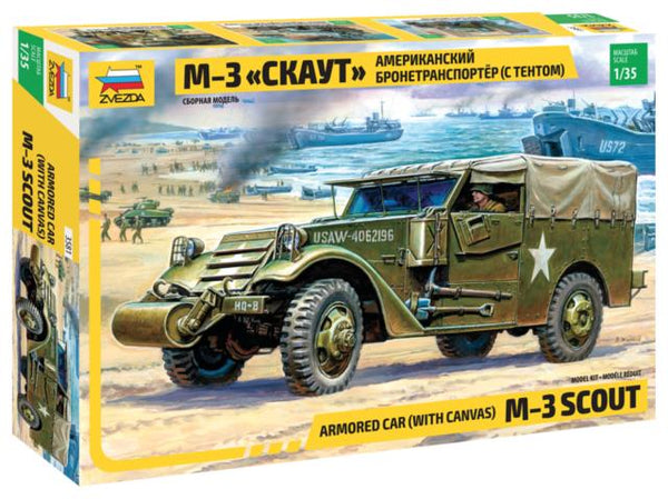 Zvezda 1/35 scale M3 SCOUT ARMORED CAR WITH CANVAS