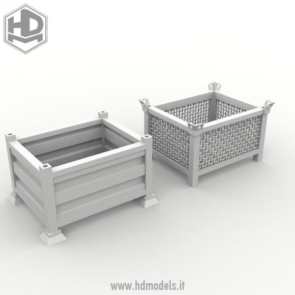 HD Models 1/35 scale 3D printed mixed metal box pallets (1 wire. 1 steel)