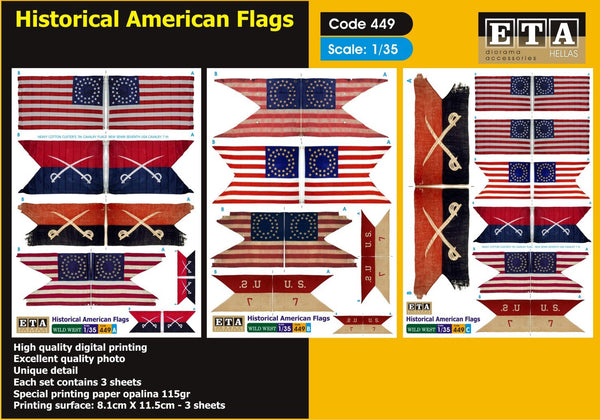 Historical American Flags - 1/35 scale - 3 sheets