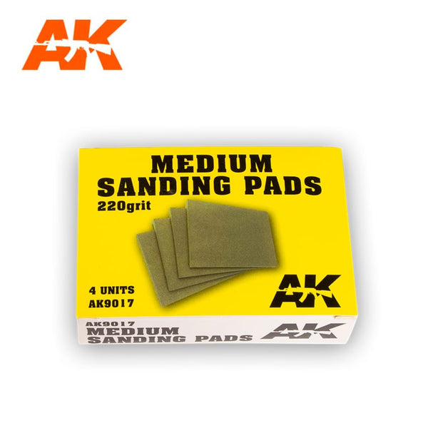 AK Interactive MEDIUM SANDING PADS 220 GRIT. 4 UNITS.