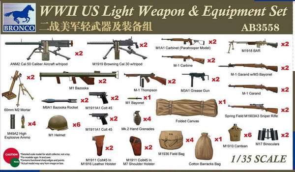 1/35 Scale WWII US Light Weapon Equipment Set