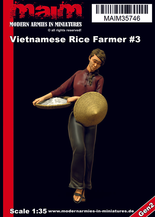1/35 scale 3D printed model kit - Vietnamese Woman with rice basket (with hat over arm)