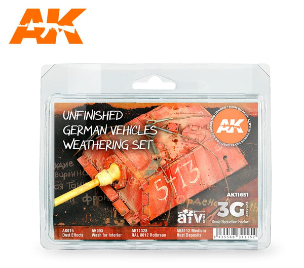 AK Interactive GEN 3 - WW2 UNFINISHED GERMAN VEHICLES WEATHERING SET