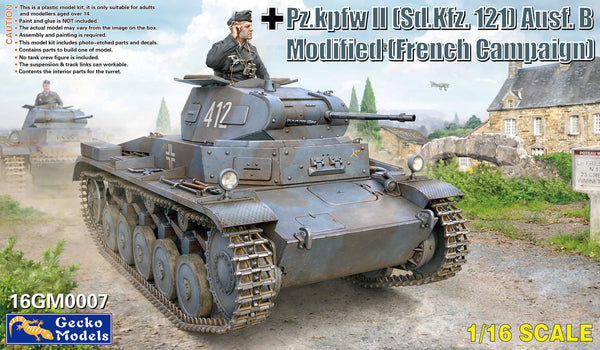 GECKO 1/16 WW2 German Pz.kpfw II (Sd.Kfz. 121) Ausf. B Modified (French Campaign)