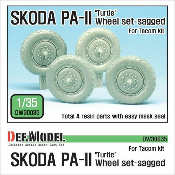 Czech SKODA PA-II Sagged Wheel set for Takom 1/35)