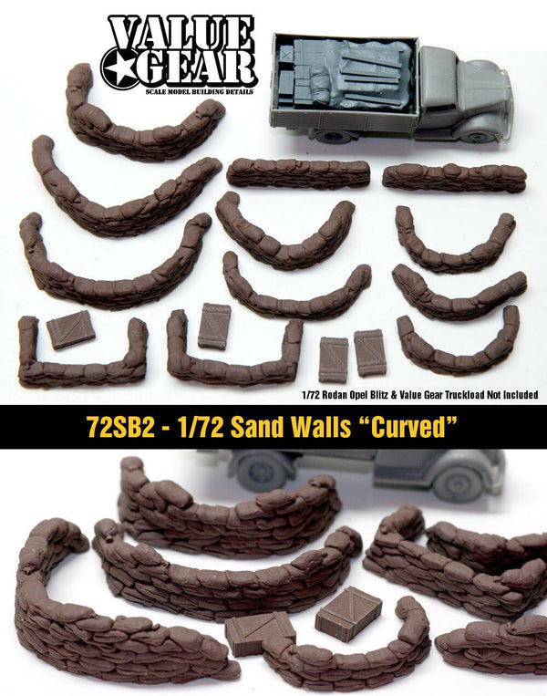 1/72 scale 72SB2 Sand Bag Walls Curved