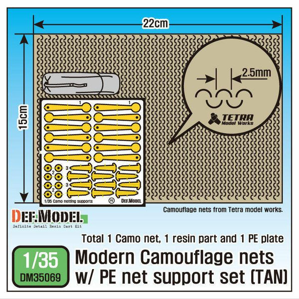 1/35 Scale model kit Modern Camouflage Net  w/net support set(2) -Tan