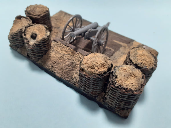 Wargaming Warhammer 28mm Wicker Gabion Gun emplacement battlefield accessory