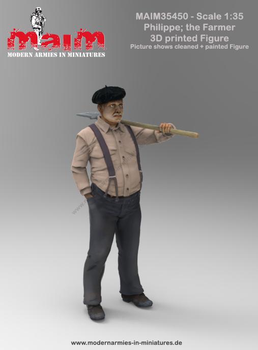 Fat Farmer with Shovel / 1/35 Scale 3D Printed model