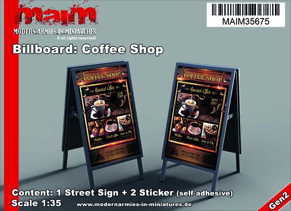 MAIM Billboard: Coffee Shop / 1/35 scale 3D printed model