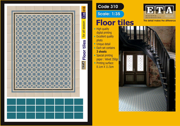 Floor Tiles #1 - 1/35 scale - 3 sheets