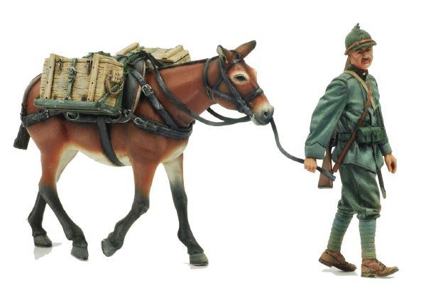 1/35 scale WW1 ITALIAN INFANTRYMAN WITH MULE (2 fig. and mule + photoetched parts)