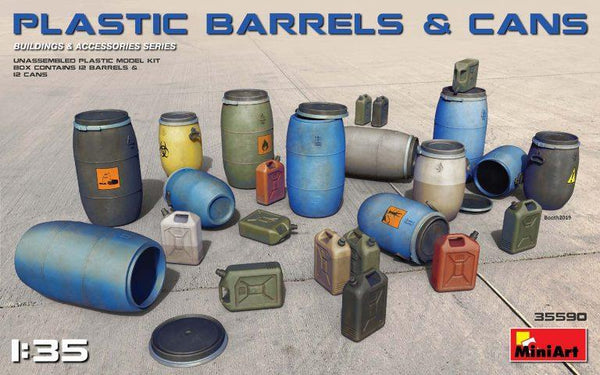 Miniart 1:35 Plastic Barrels & Cans