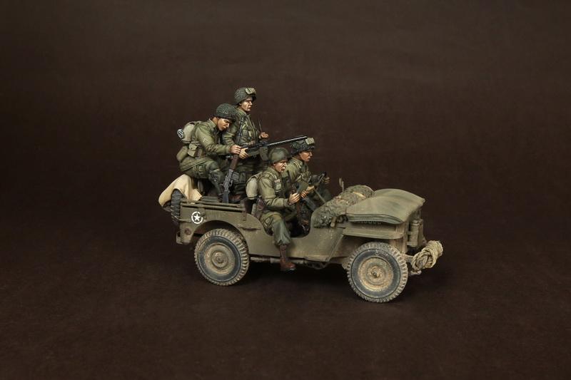 1/35 scale resin figure kit WW2 US Airborne Paras with officer for jeep Normandy