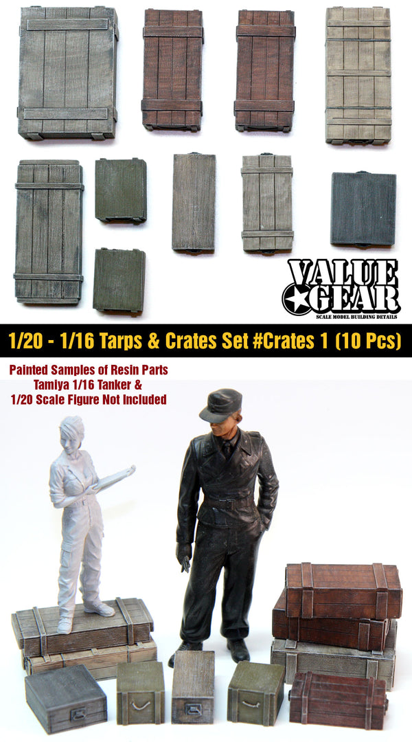 1/16 Scale Universal/Generic Wooden Crates Set #1 10 Pieces Valuegear