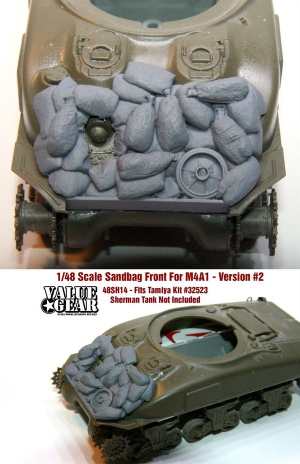 1/48 scale resin model 48SH14 Sandbag Fronts For M4A1 Version 2 - Tamiya Kit #32523