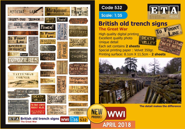 British old trench signs suitable for 1/35 scale