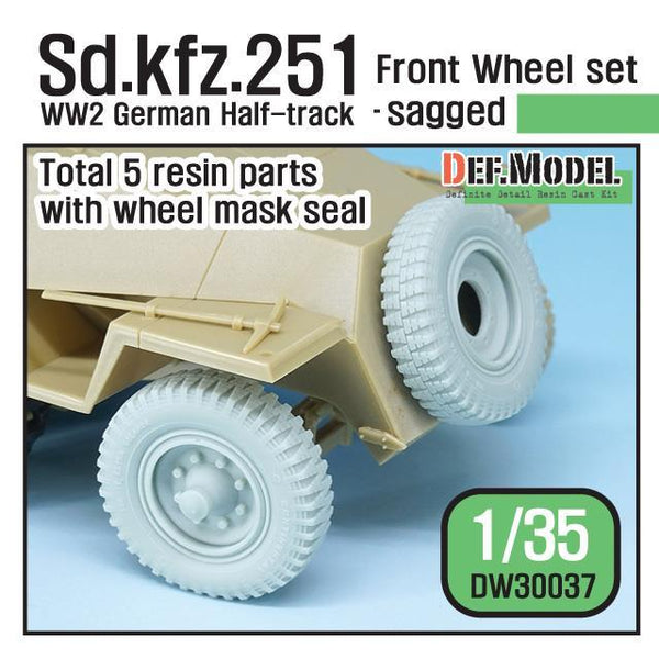1/35 scale resin German Sd. kfz.251 Half-Track Sagged Front Wheel set