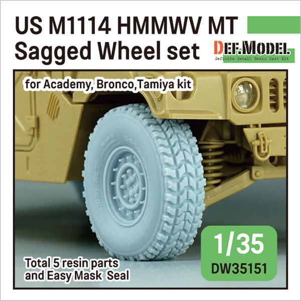 DEF models  1/35 US M1025/M1114 HMMWV MT Sagged Wheel set (for Tamiya, Academy, Bronco kit)