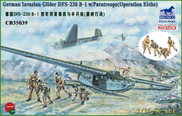 1/35 Scale DFS 230B-1 German Invasion Glider with Dragon Paratroops figures (Operation Eiche)