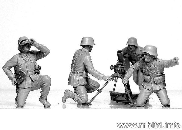 1/35 Scale model kit WW2 German mortar crew DAK