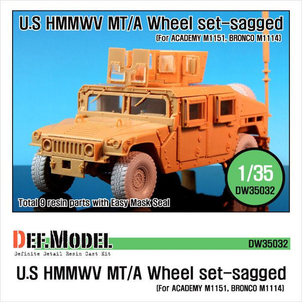 HMMWV BFGR Sagged wheel set(for Academy 1/35 M1151, Bronco M1114 kit)
