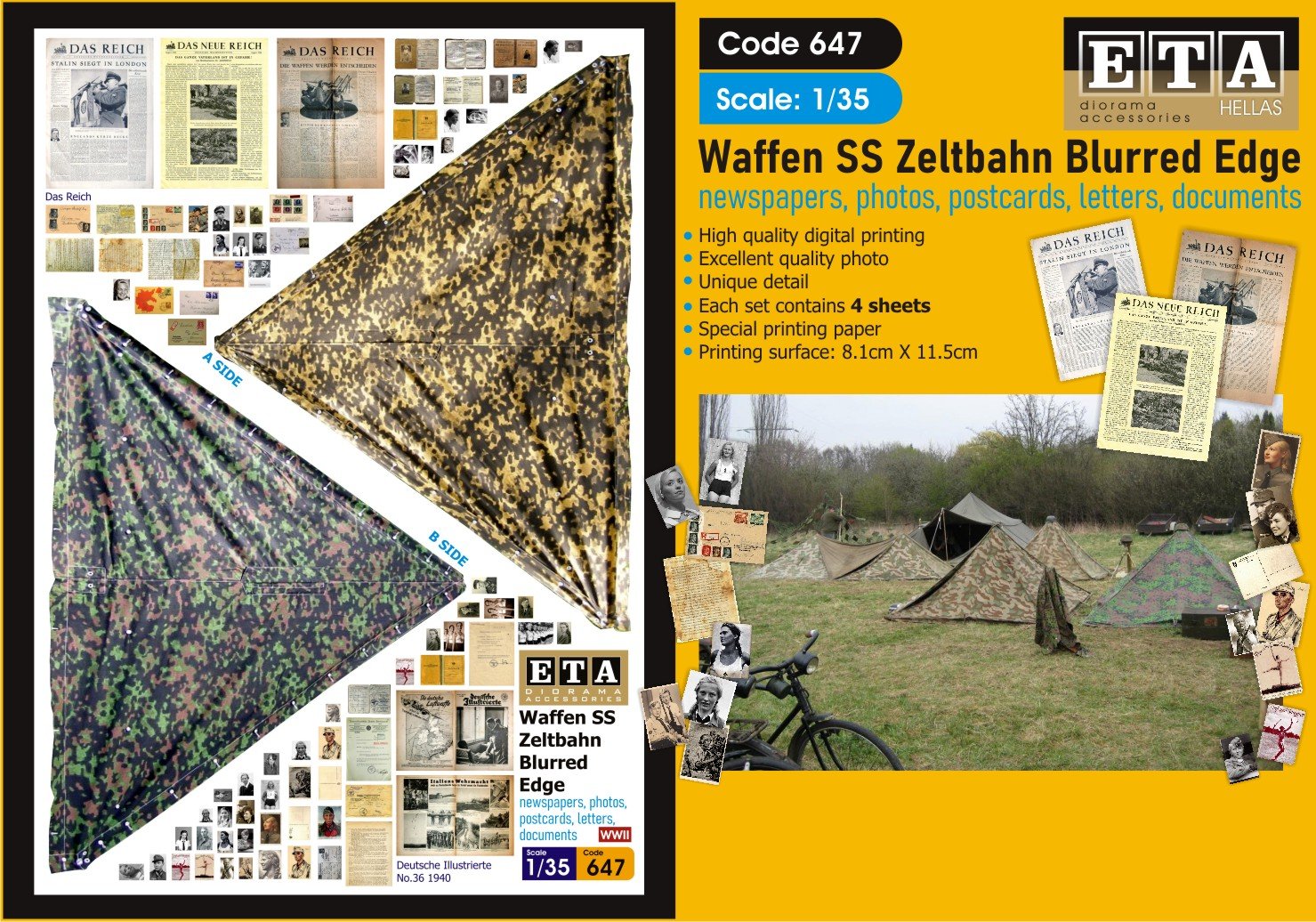 1/35 scale WW2 German Waffen SS Zeltbahns Blurred edge | Fields of ...
