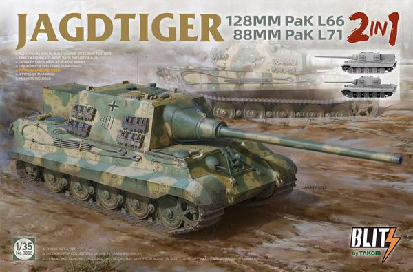 Takom 1/35 Jagdtiger 2 in 1 128mm PaK L66 / 88mm PaK L71 Blitz Kit # 08008
