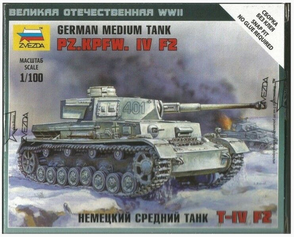 Zvezda 1/100 scale WW2 German PZ KPFW IV AUSF F.2 tank