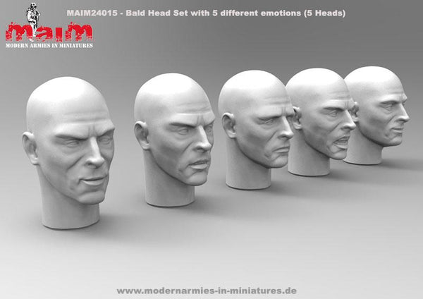 1:24 Scale Bare Heads - Set #1 (5pcs) / 1:24