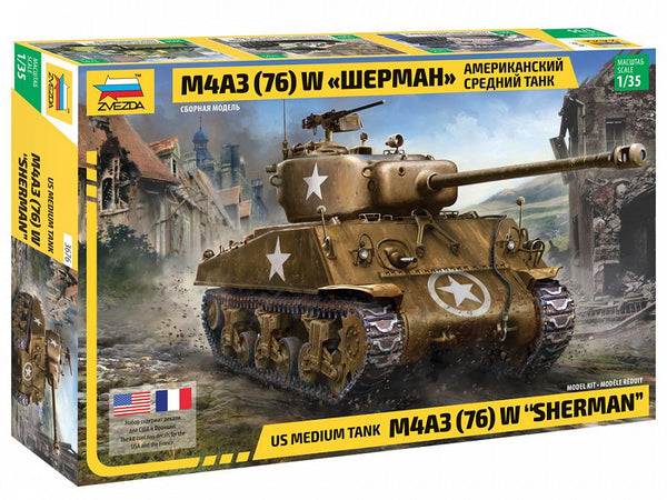 Zvezda 1/35 scale WW2 Allied M4A3 (76mm) Sherman tank