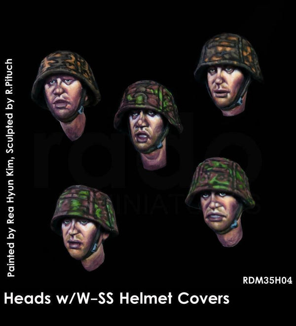 RADO WW2 Heads w/W-SS helmet cover, 5 pcs model kit 1/35 scale