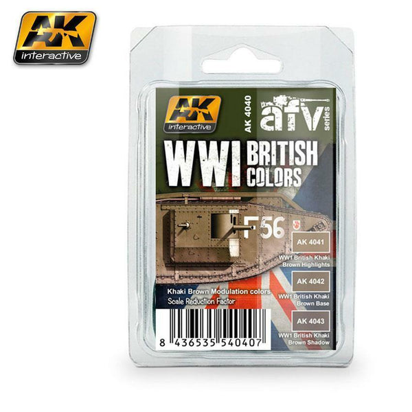 AK ACRYLIC PAINT SET WWI BRITISH COLORS (Khaki Brown Modulation Set)