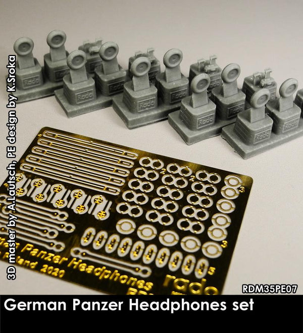 RADO WW2 German Panzer Headphones (PE and resin),1/35 Scale resin model