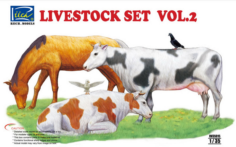 RIICH 1/35 scale Livestock set #2 Horse and Cows