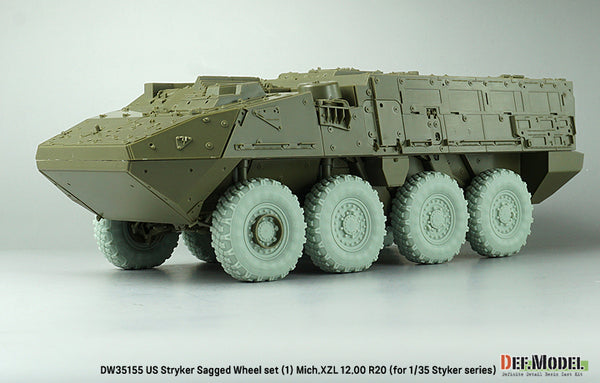 DEF Models 1/35 US M1126 Stryker XML Sagged wheel set (1) (for Stryker series 1/35)-Retool DW35010A ( Release Nov.2022)