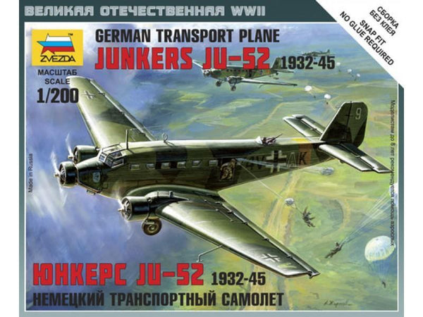 Zvezda 1/200 JUNKERS JU-52 TRANSPORT PLANE