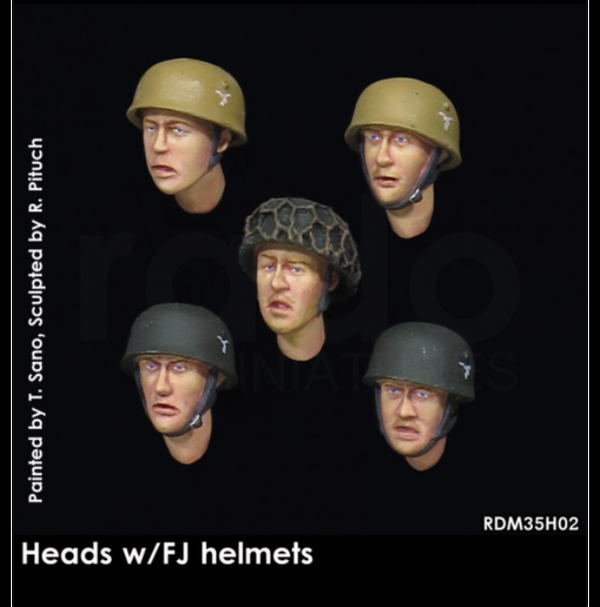 RADO WW2 Heads w/FJ helmets (5 pcs.), set #1 1/35 Scale resin model