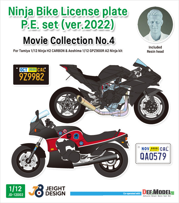 DEF models 1/12 Ninja Bike License plate PE set - Movie Collection No.10 for Tamiya, Aoshima kit