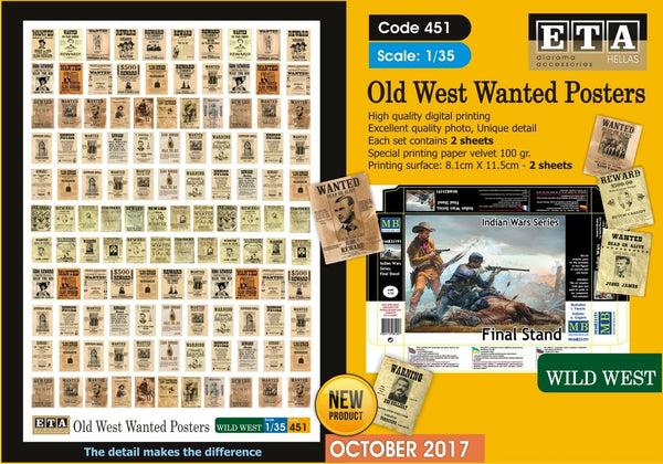 1/35 Scale Old West Wanted Posters